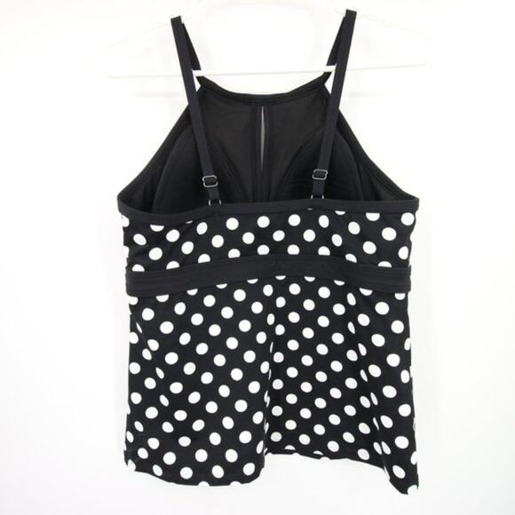 Lands End Black White Polka Dot Halter Neck Swim Tankini Top Size 10P - Picture 10 of 10
